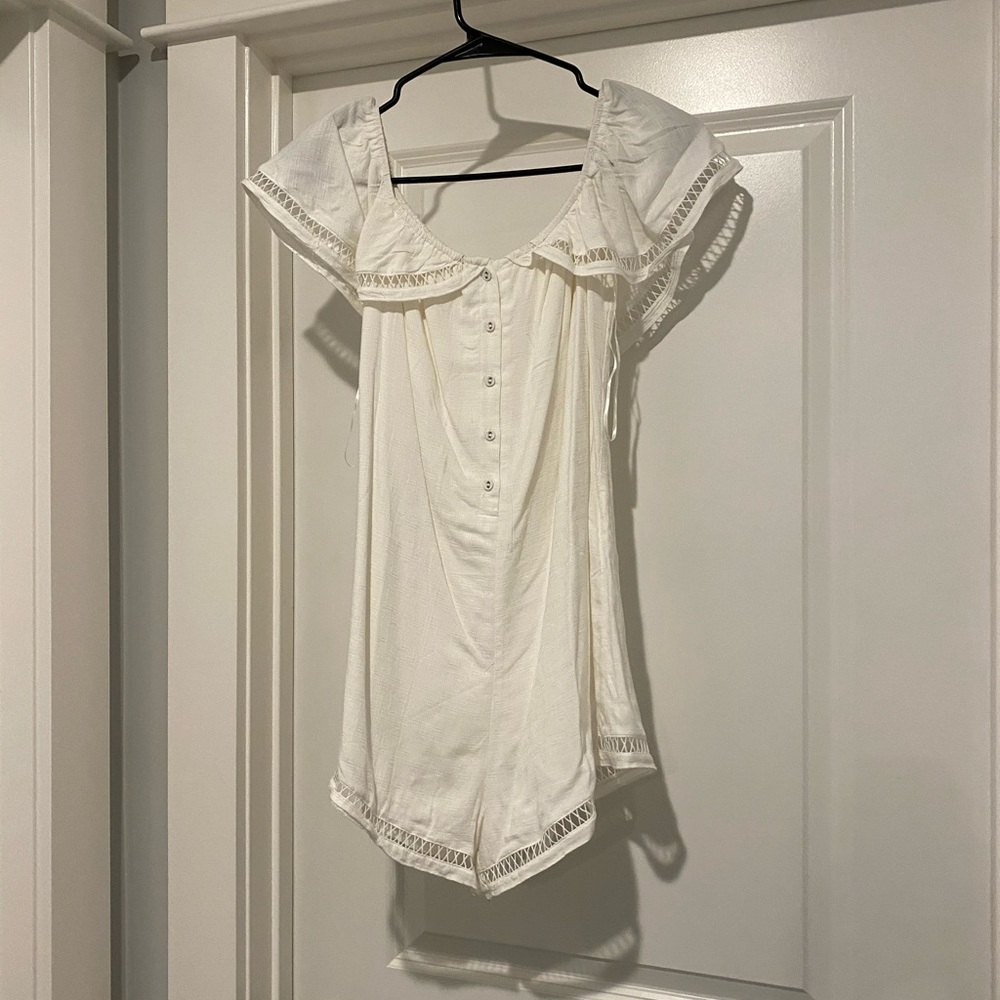 White off the shoulder romper